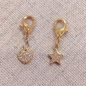 NEW Gold Heart/Star CrystalCharms (silver,gold sets sold separately (2) included